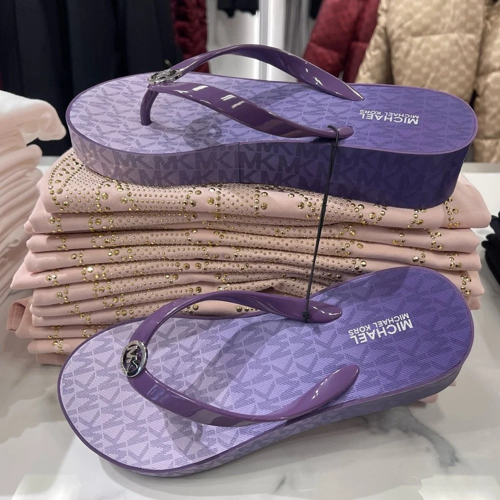 Michael Kors BEDFORD FLIP FLOP PVC/OMBRE MK SIG 49R6BDFA1Q Dark Purple Platform